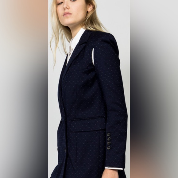 Rachel Comey Rupture Blazer Navy Polka Dot Tailored Jacket Size 10 - Picture 2 of 16